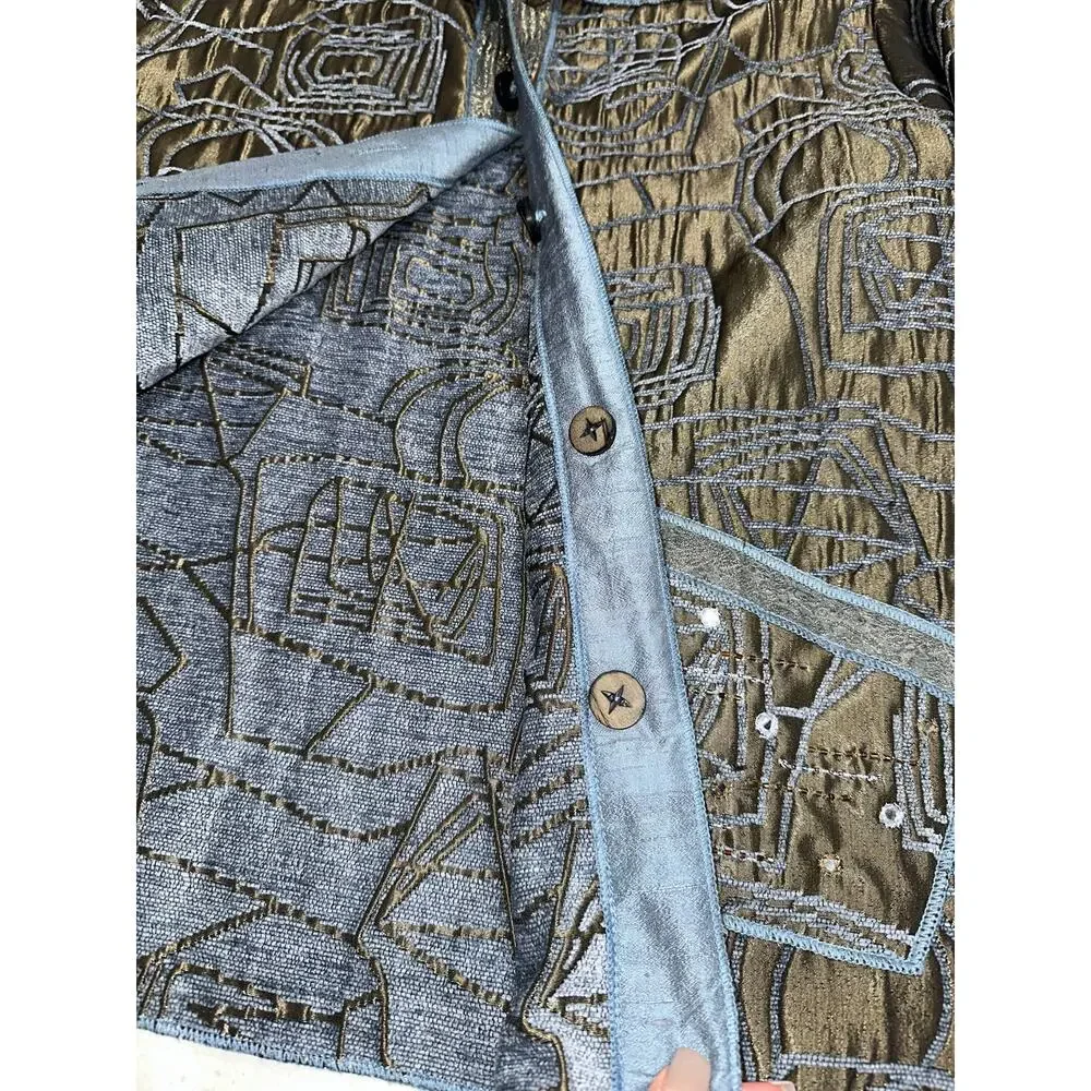 Yak Magik Women’s Jacket Embroidered Embellished Metallic Artsy Boho Nepal M/L - Picture 10 of 16